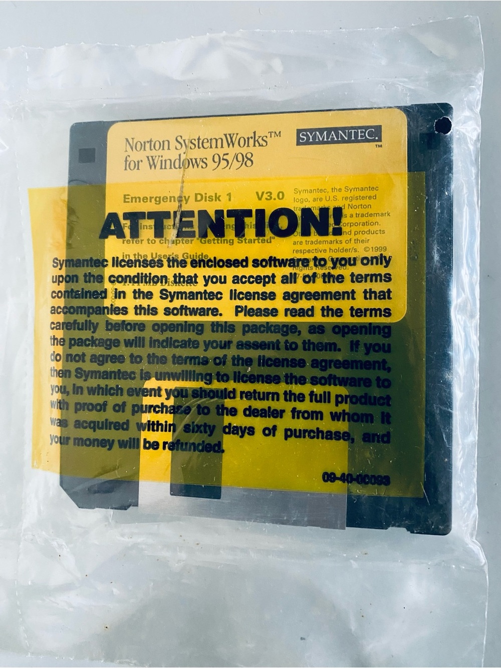 Norton SystemWorks Emergency Disk 3 pack Black/Yellow Floppy for Windows 95/98
